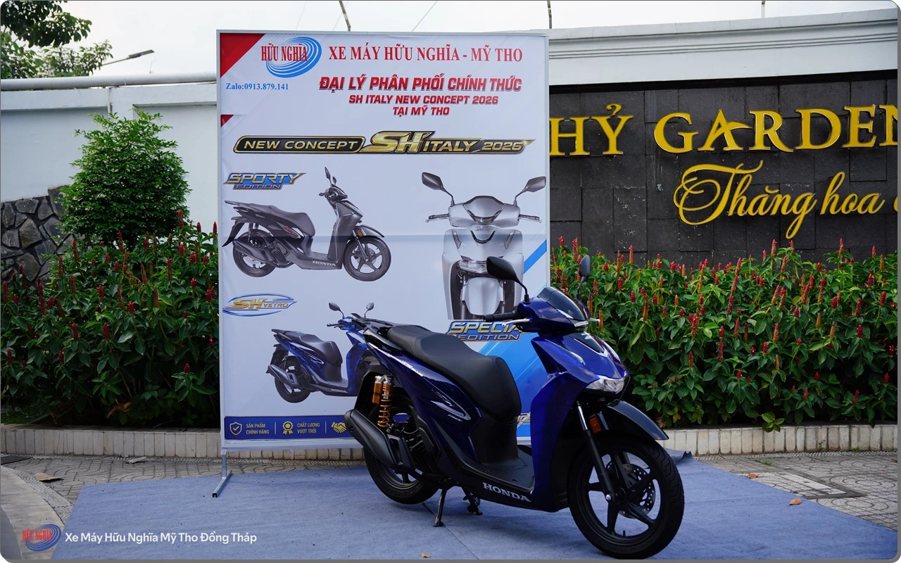 Honda SH Vetro 150i Xanh Sapphire đang được phân phối tại Xe Máy Nhập Khẩu Hữu Nghĩa Mỹ Tho Đồng Tháp 6 Honda SH150i Vetro Blue – New Concept Design 2026 Xe May Huu Nghia My Tho Dong Thap 1