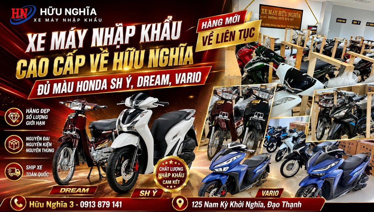 Honda SH Ý, Honda Dream và Honda Vario với nhiều phiên bản, màu sắc về Trung Tâm Hữu Nghĩa 1 Honda SH Y Honda Dream va Honda Vario voi nhieu phien ban mau sac ve Trung Tam Huu Nghia