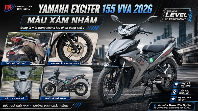 Yamaha Exciter 155 VVA 2026 màu xám nhám đang là một trong những lựa chọn đáng chú ý 1 Yamaha Exciter 155 VVA 2026 mau xam nham dang la mot trong nhung lua chon dang chu y