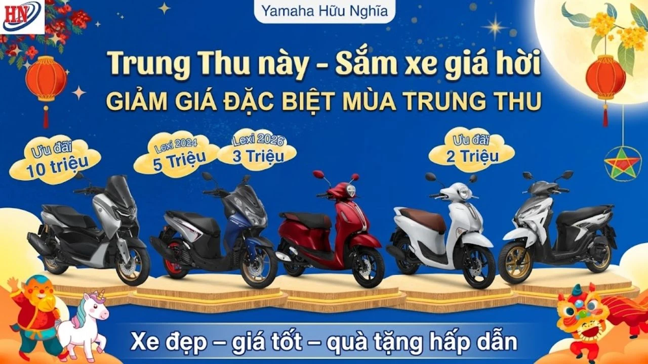 Trung Thu này – Sắm xe giá hời: Yamaha Hữu Nghĩa tung loạt ưu đãi cho nhiều dòng xe 1 Trung Thu này – Sắm xe giá hời: Yamaha Hữu Nghĩa tung loạt ưu đãi cho nhiều dòng xe