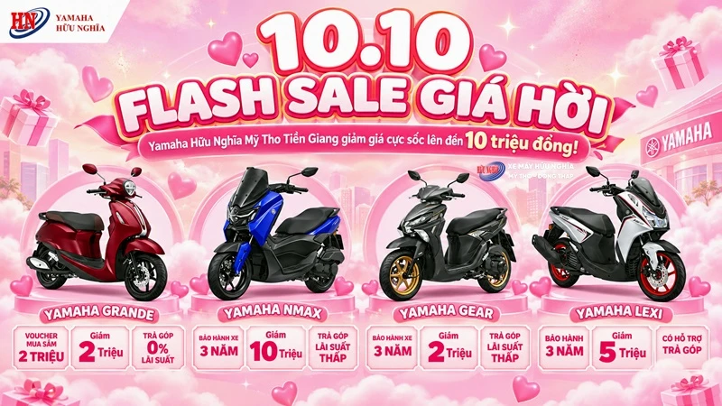 Flash Sale 10.10 – Yamaha Huu Nghia My Tho Tien Giang giam gia cuc soc len den 10 trieu dong