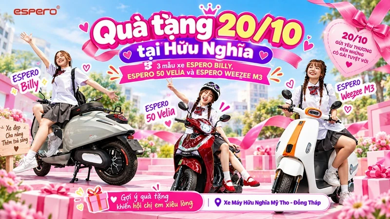 Qua tang 2010 tai Huu Nghia 3 mau xe ESPERO BILLY ESPERO 50 VELIA va ESPERO WEEZEE M3
