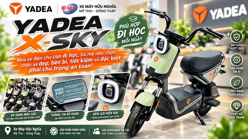 YADEA X SKY – Mua xe dien cho con di hoc ba me nen chon chiec xe dep ben bi tiet kiem va dac biet phai chu trong an toan